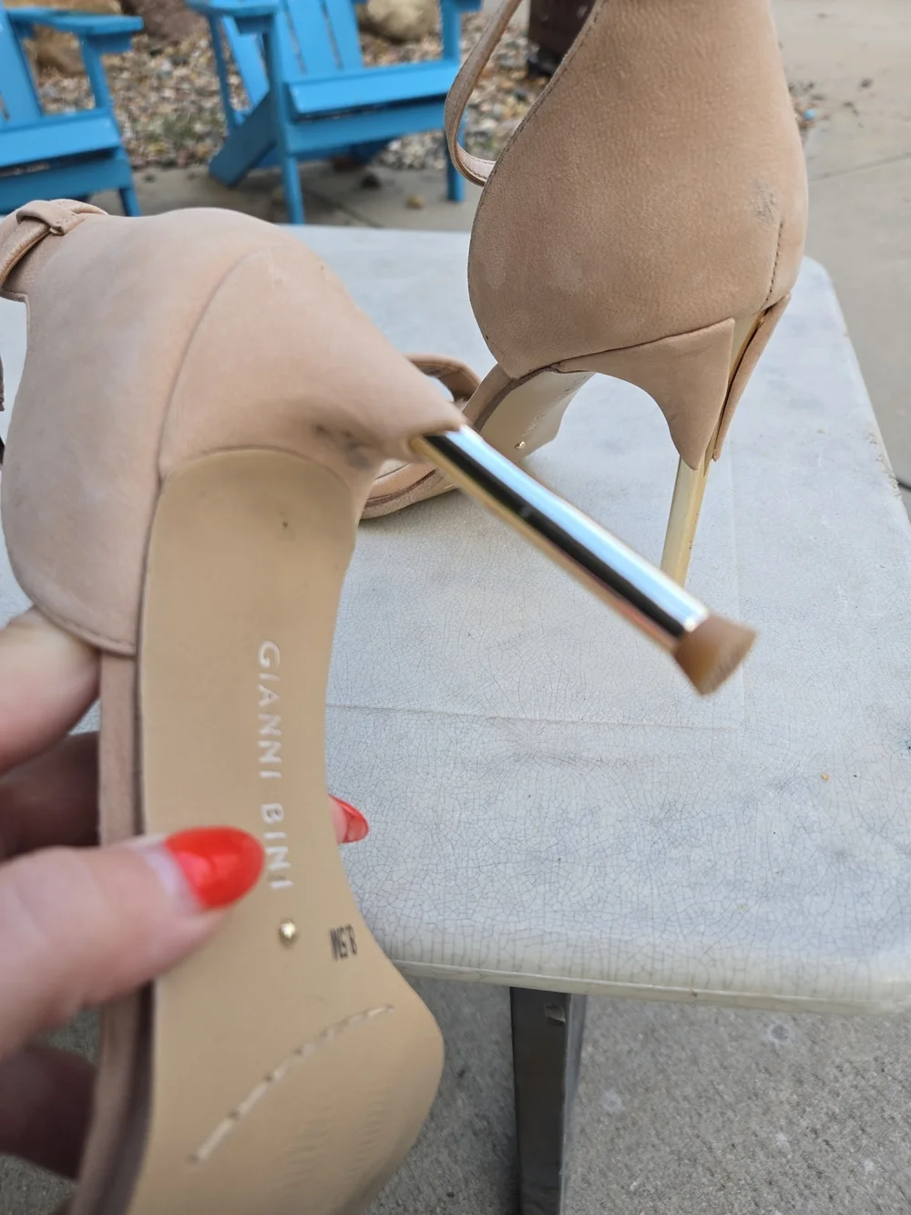 Gianni Bini Heels Blush Nude Ankle-Strap Stiletto Sandals Size 8.5
